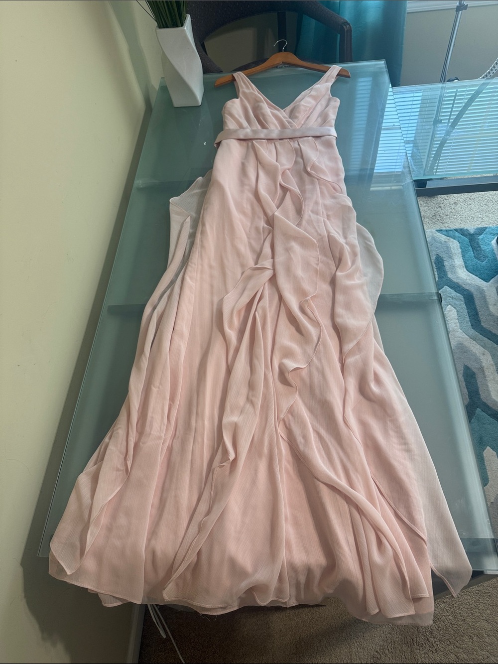 WHITE By Vera Wang in BLUSH Backless Maxi Gown Size 4 Romantic Wedding Guest - Picture 2 of 11